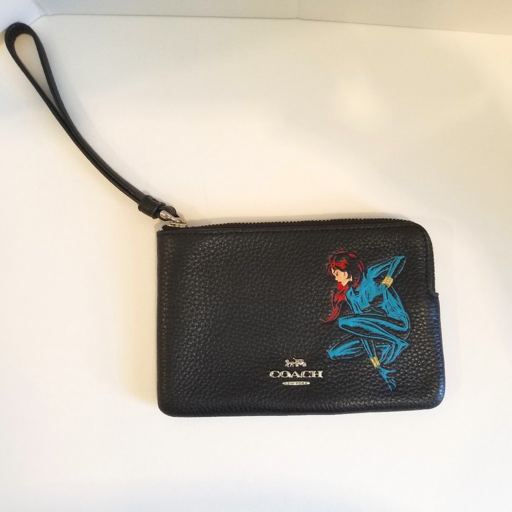 Coach Zip Wristlet Black Widow Design